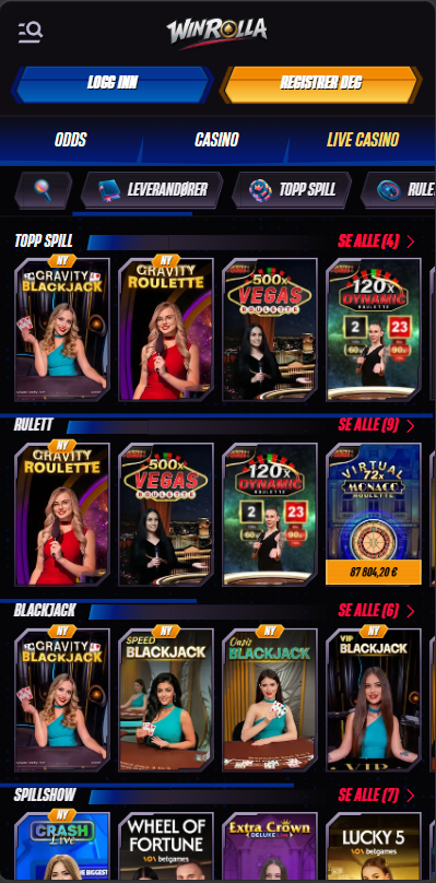 winrolla casino live games